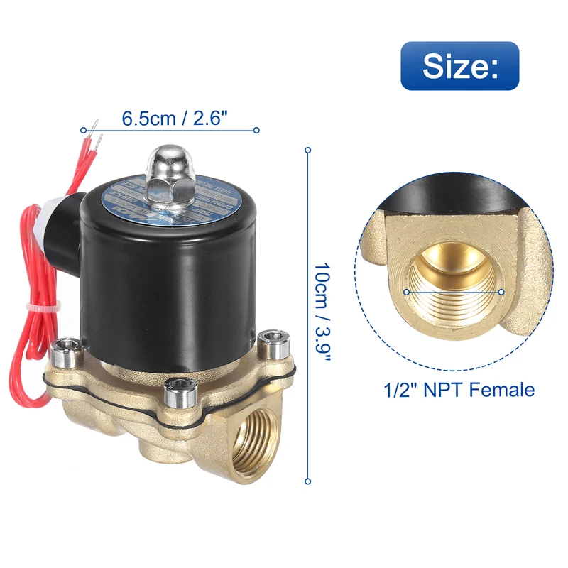 Brass Electric Solenoid Valve 1/2" NPT 220V AC Air Valve Closed Water Gas Diesel