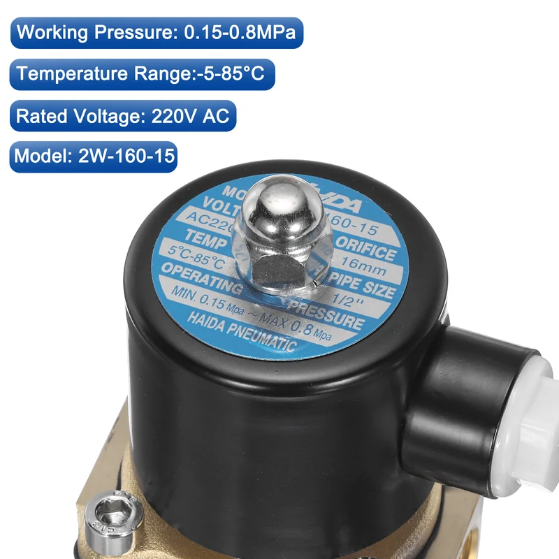 Brass Electric Solenoid Valve 1/2" NPT 220V AC Air Valve Closed Water Gas Diesel