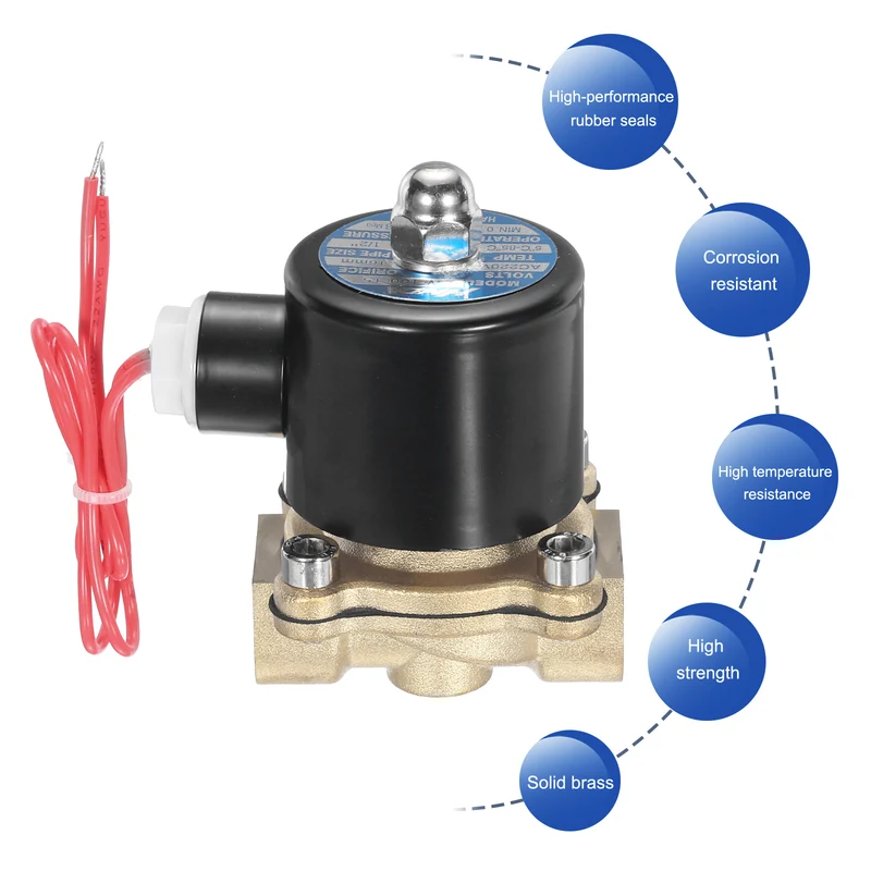 Brass Electric Solenoid Valve 1/2" NPT 220V AC Air Valve Closed Water Gas Diesel