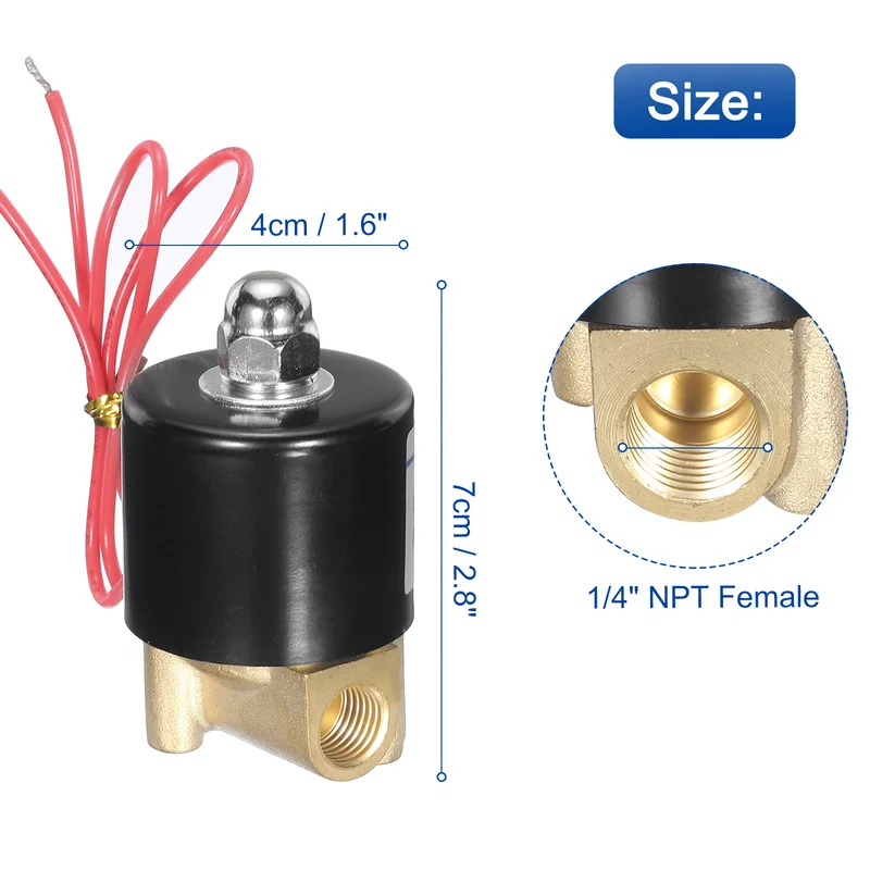 Brass Electric Solenoid Valve 1/4" NPT 220V AC Air Valve Closed Water Gas Diesel