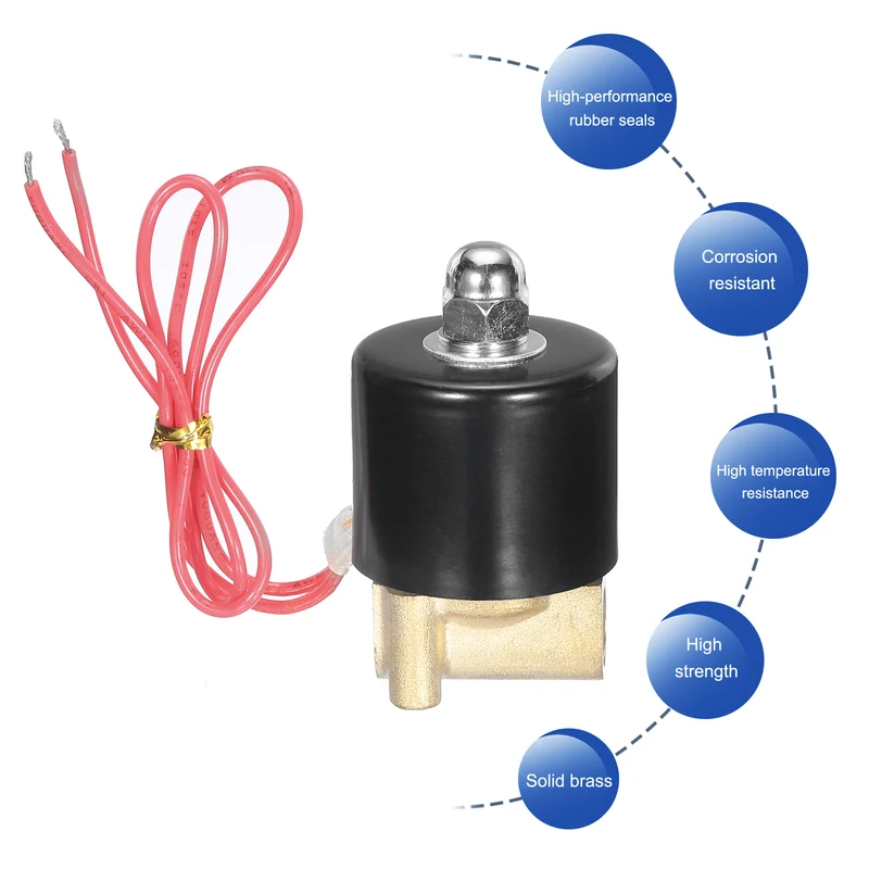 Brass Electric Solenoid Valve 1/4" NPT 220V AC Air Valve Closed Water Gas Diesel