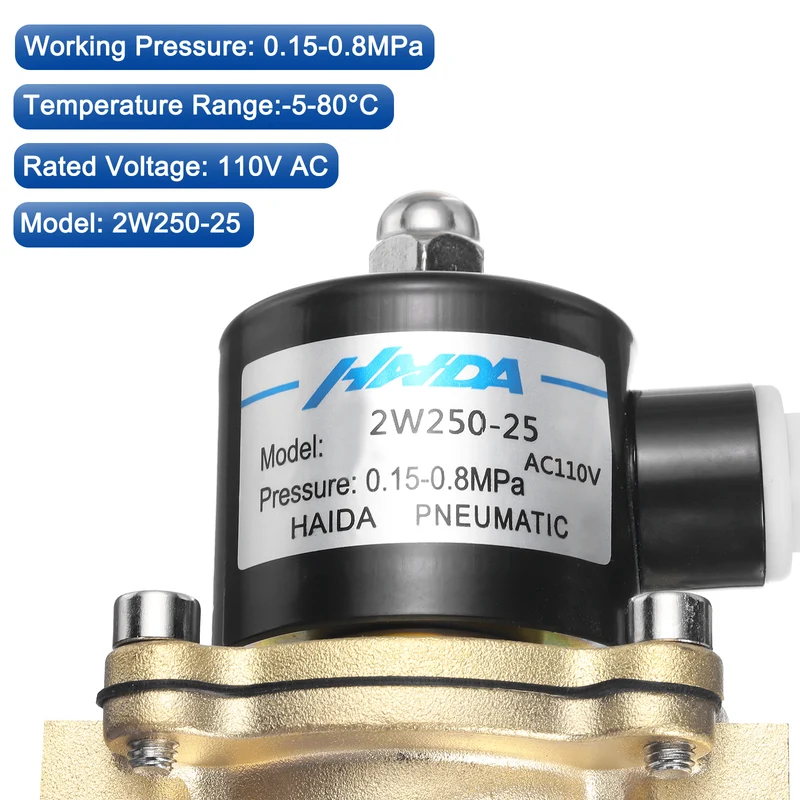 Brass Electric Solenoid Valve 1" NPT 110V AC Air Valve Closed Water Gas Diesel