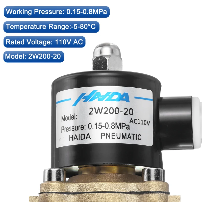 Brass Electric Solenoid Valve 3/4" NPT 110V AC Air Valve Closed Water Gas Diesel