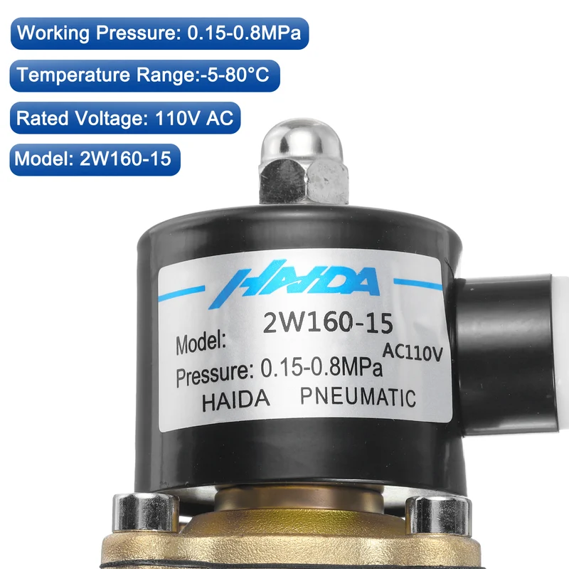 Brass Electric Solenoid Valve 1/2" NPT 110V AC Air Valve Closed Water Gas Diesel