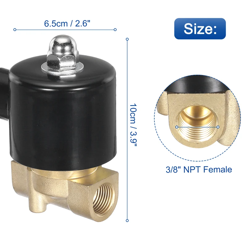 Brass Electric Solenoid Valve 3/8" NPT 110V AC Air Valve Closed Water Gas Diesel