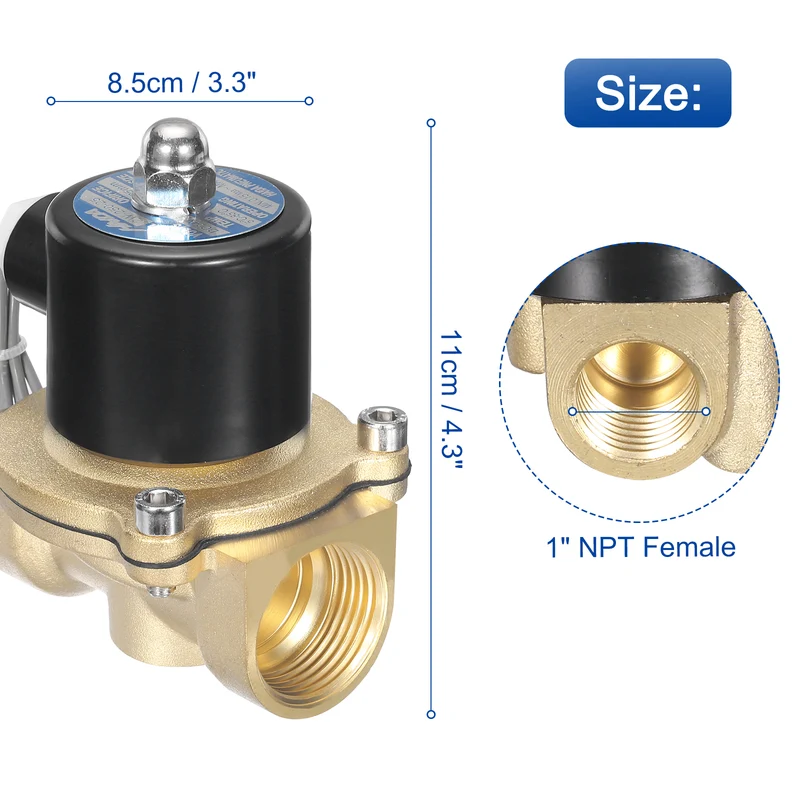 Brass Electric Solenoid Valve 1" NPT 24V DC Air Valve Closed Water Gas Diesel