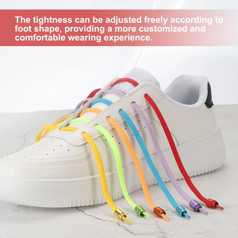 Elastic No Tie Shoelaces Replacement 3Pcs with 2 Metal Buckles, Navy Blue