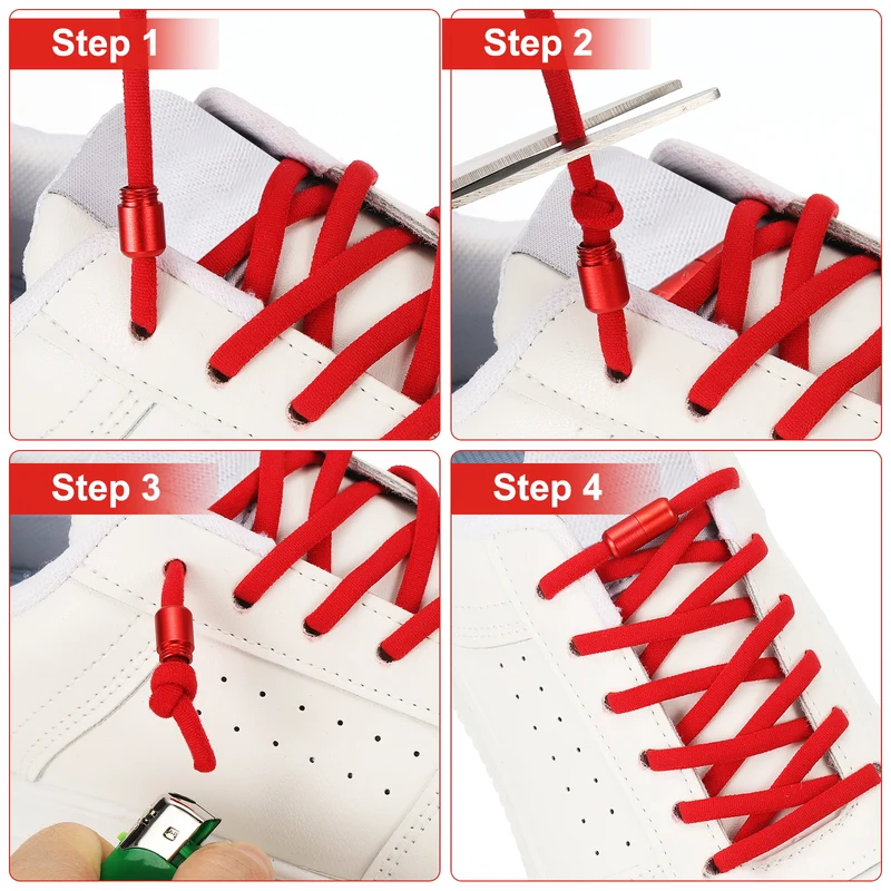 Elastic No Tie Shoelaces Replacement 3Pcs with 2 Metal Buckles, Navy Blue