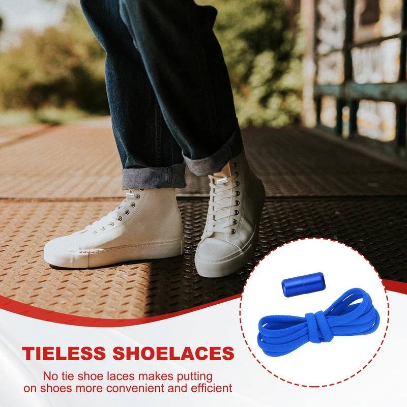Elastic No Tie Shoelaces Replacement 3Pcs with 2 Metal Buckles, Navy Blue