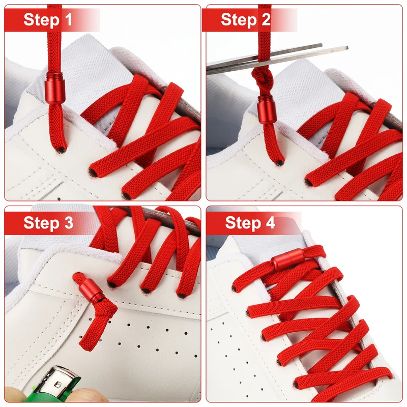 No Tie Shoelaces Tieless Elastic Shoe Laces 3Pcs with 2 Metal Buckles, Yellow