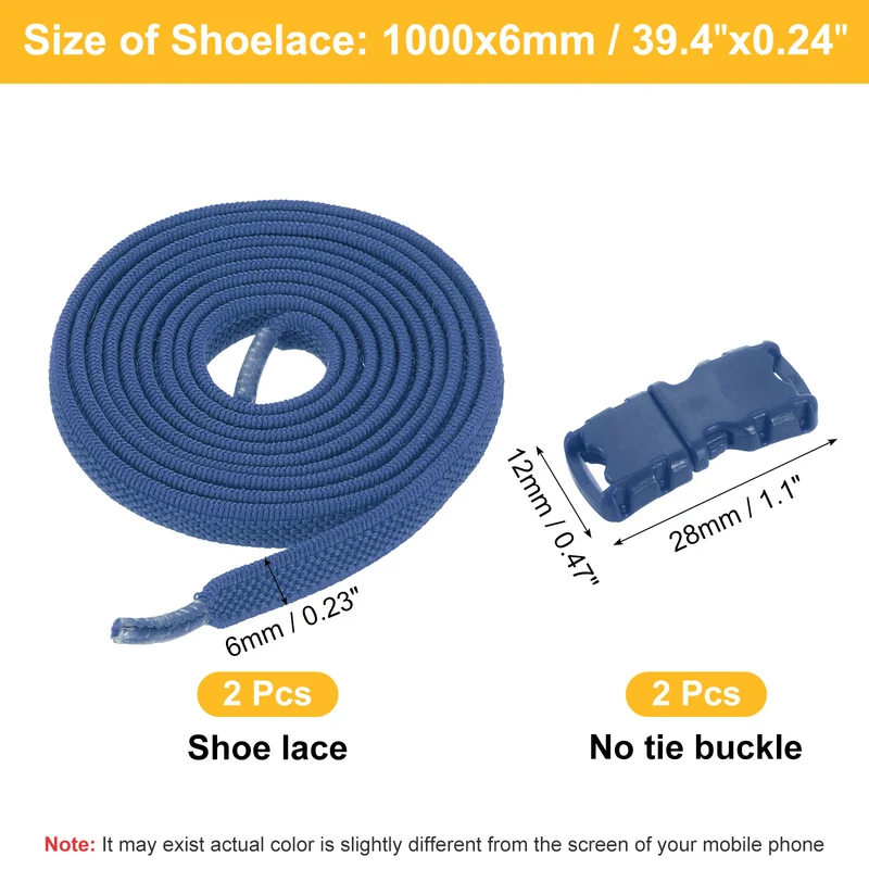 Elastic Tieless Shoe Laces for Adults Sneakers, Navy Blue