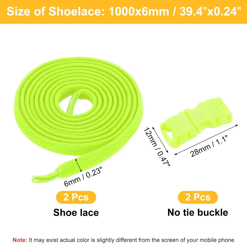 Elastic Tieless Shoe Laces for Adults Sneakers, Fluorescent Green