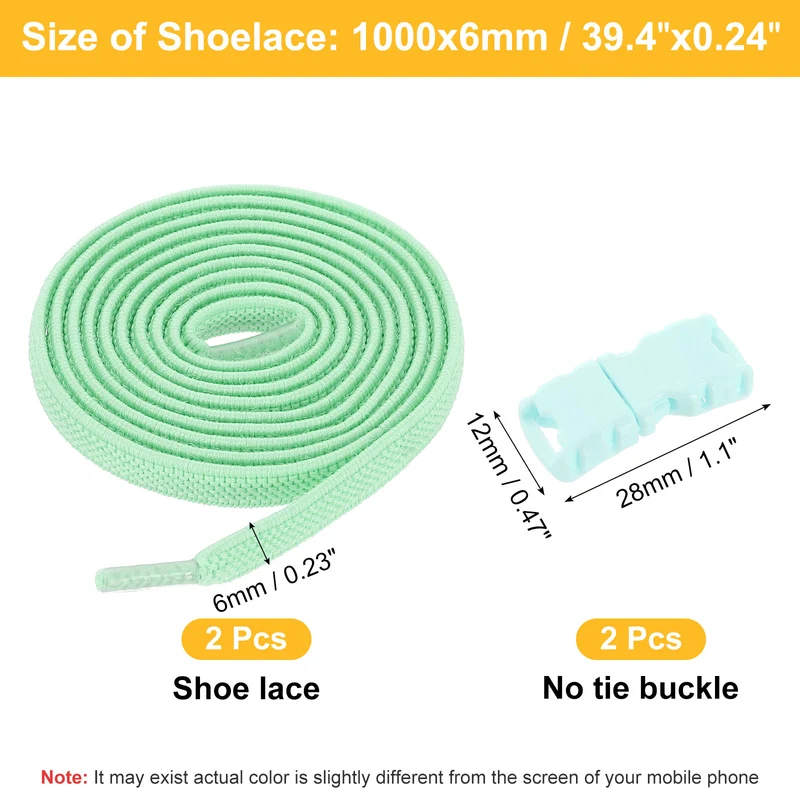 4 Pack Elastic Tieless Shoe Laces for Adults Sneakers Mint Green