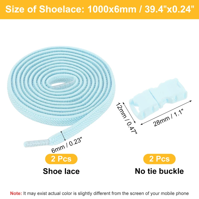 Elastic Tieless Shoe Laces for Adults Sneakers, Light Blue