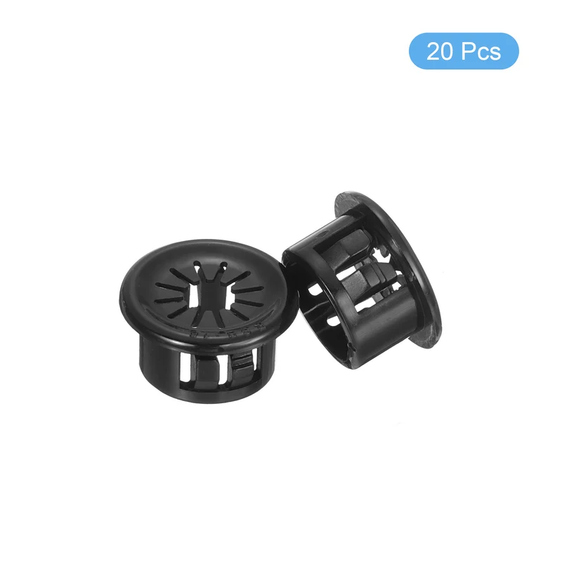Snap Bushing Grommet 0.63"(16mm) Mount Dia, 20Pcs Nylon Bushing Grommet, Black