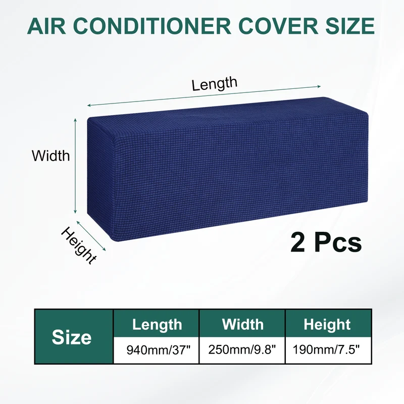 37" Air Conditioner Cover, 2 Pack Indoor AC Cover Knitted Dust Covers, Blue