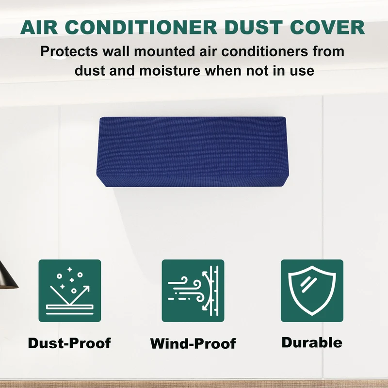 37" Air Conditioner Cover, 2 Pack Indoor AC Cover Knitted Dust Covers, Blue