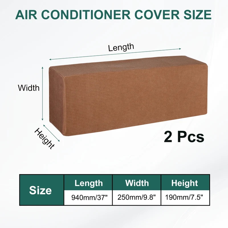 37" Air Conditioner Cover, 2 Pack Indoor AC Cover Knitted Dust Covers, Brown