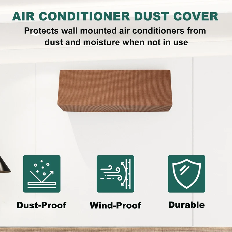 37" Air Conditioner Cover, 2 Pack Indoor AC Cover Knitted Dust Covers, Brown