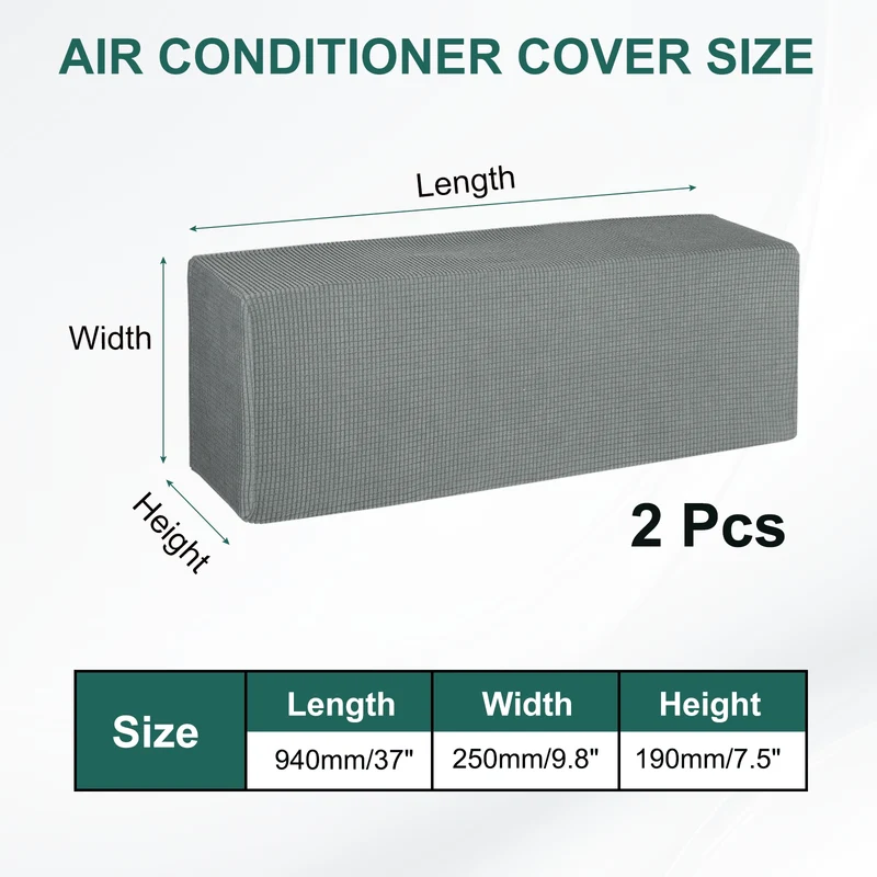 37" Air Conditioner Cover, 2 Pack Indoor AC Cover Knitted Dust Covers, Grey