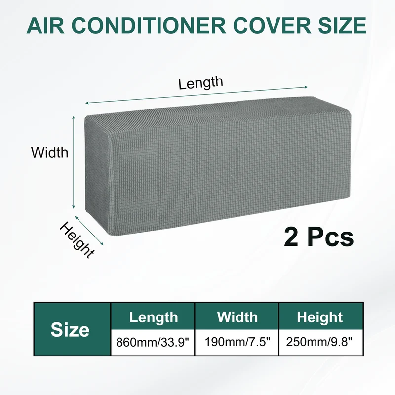 33.9" Air Conditioner Cover, 2 Pack Indoor AC Cover Knitted Dust Covers, Grey