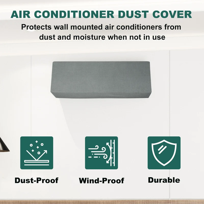 33.9" Air Conditioner Cover, 2 Pack Indoor AC Cover Knitted Dust Covers, Grey