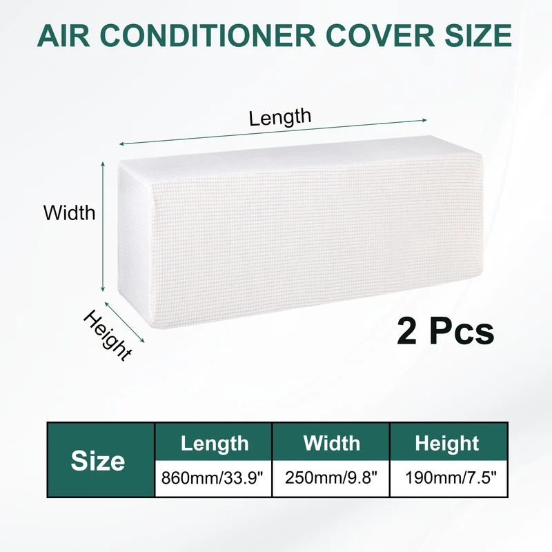 33.9" Air Conditioner Cover, 2 Pack Indoor AC Cover Knitted Dust Covers, Beige