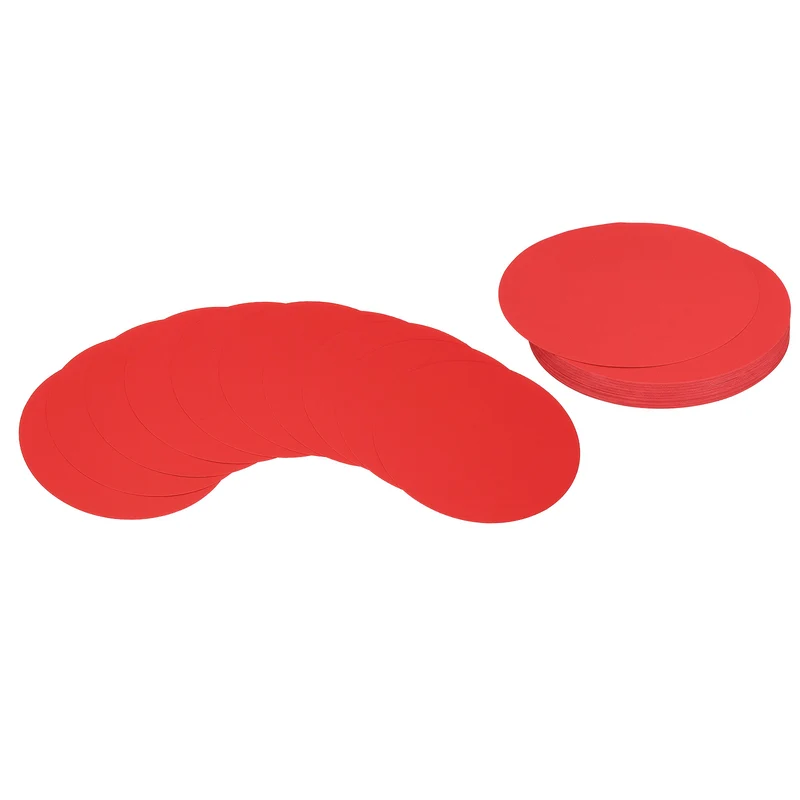 7inch Circle Card Stock, 50Pcs Round Shape Cutouts Paper, Red