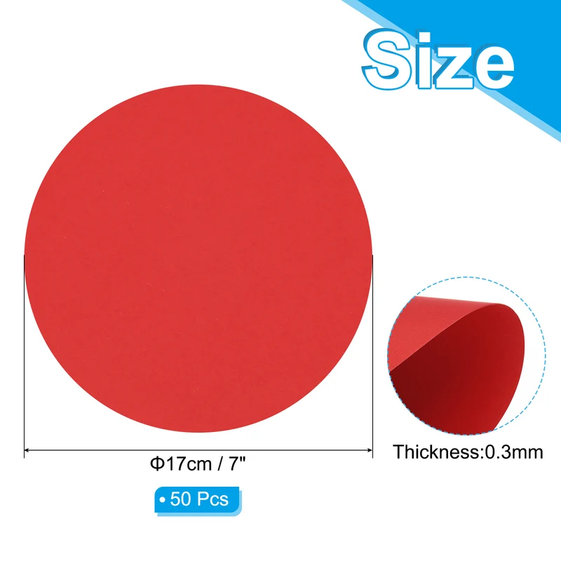 7inch Circle Card Stock, 50Pcs Round Shape Cutouts Paper, Red
