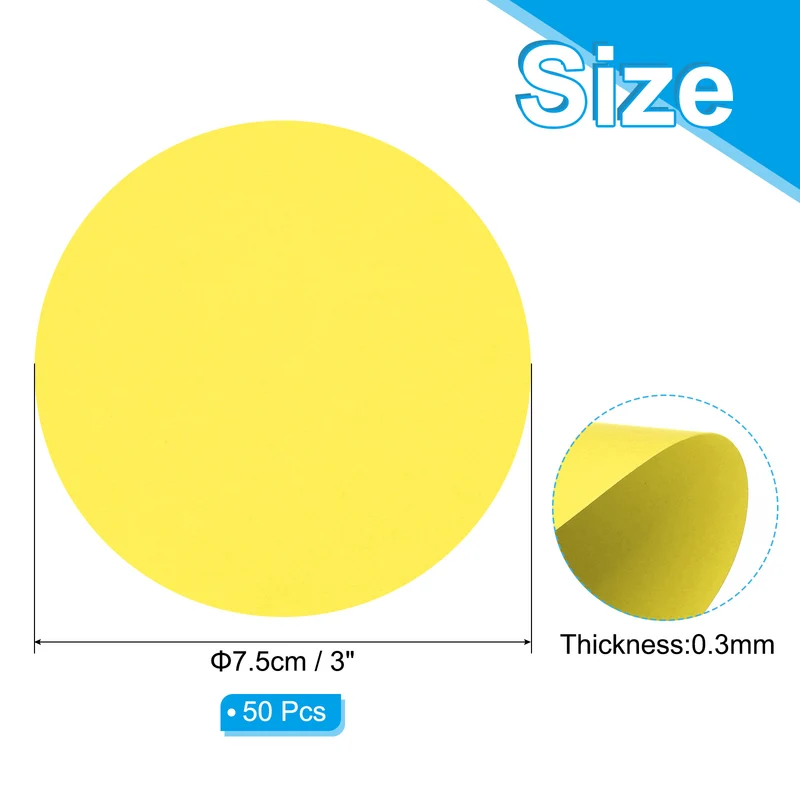 3inch Circle Card Stock, 50Pcs Round Shape Cutouts Paper, Yellow