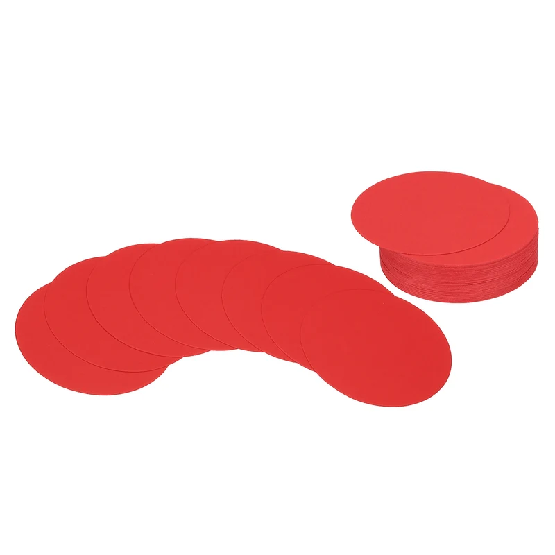 3inch Circle Card Stock, 50Pcs Round Shape Cutouts Paper, Red
