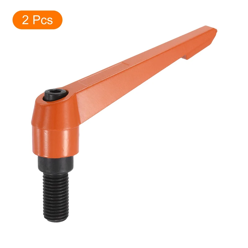 Clamping Lever Handles for Lathe, M16x32mm Male Thread Orange 2Pcs
