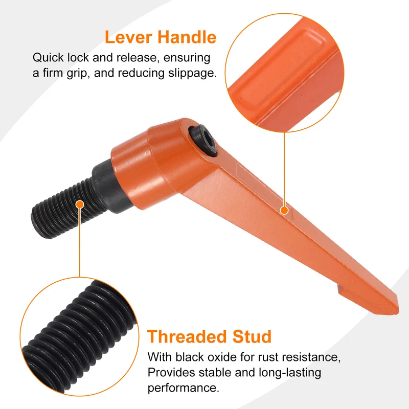 Clamping Lever Handles for Lathe, M16x32mm Male Thread Orange
