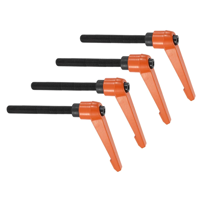 Clamping Lever Handles for Lathe, M12x100mm Male Thread Orange 4Pcs
