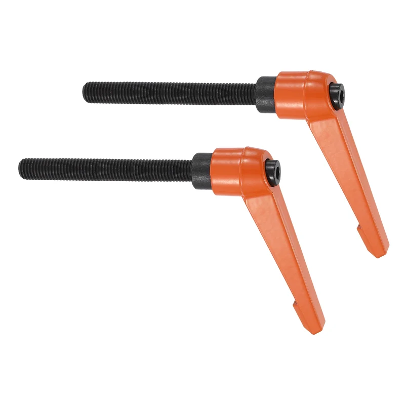 Clamping Lever Handles for Lathe, M12x100mm Male Thread Orange 2Pcs
