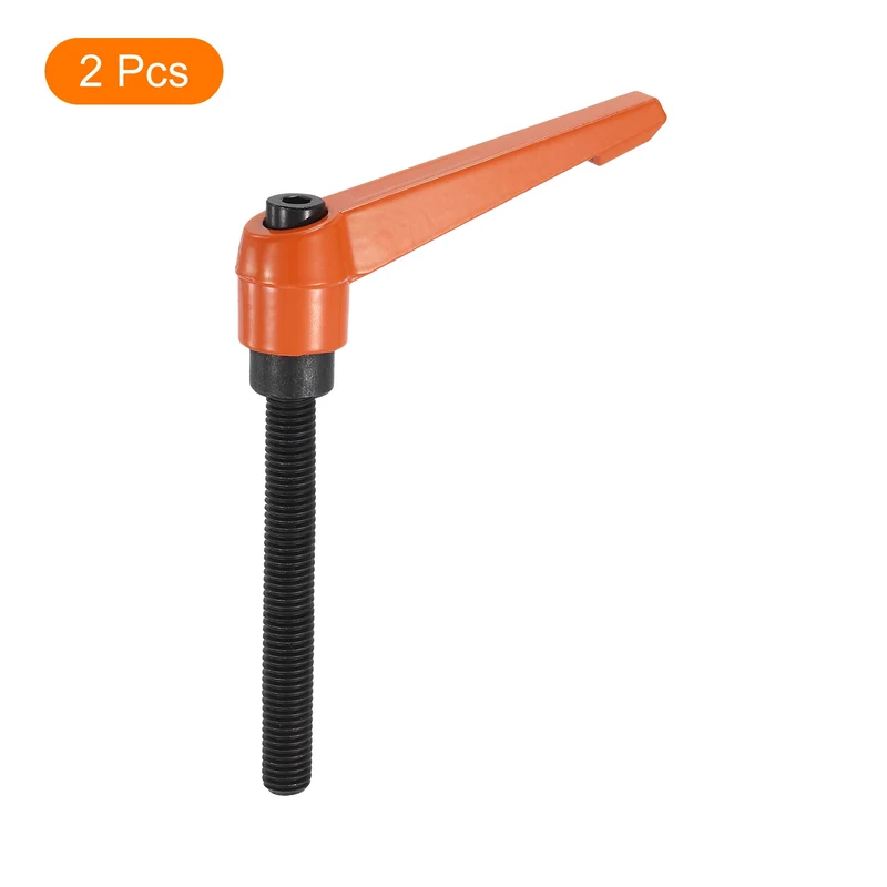 Clamping Lever Handles for Lathe, M12x100mm Male Thread Orange 2Pcs