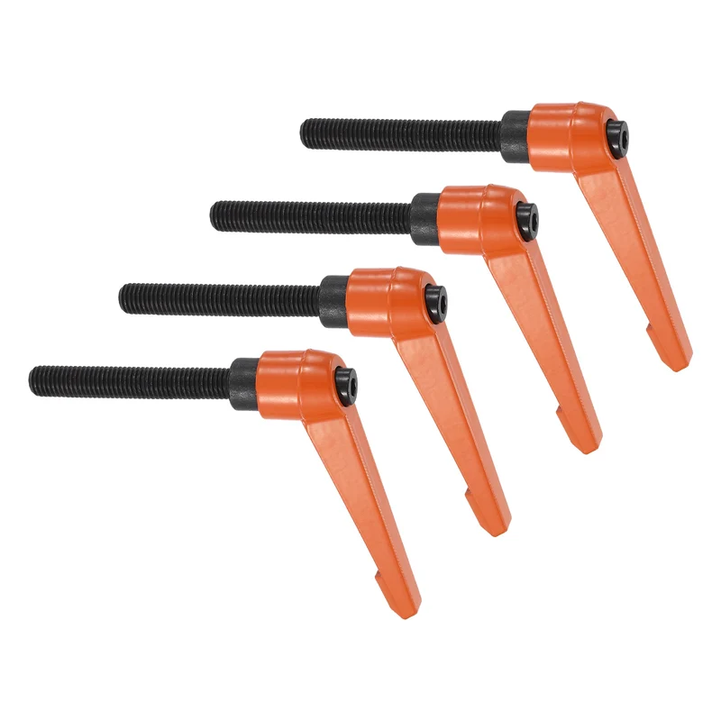 Clamping Lever Handles for Lathe, M12x80mm Male Thread Orange 4Pcs