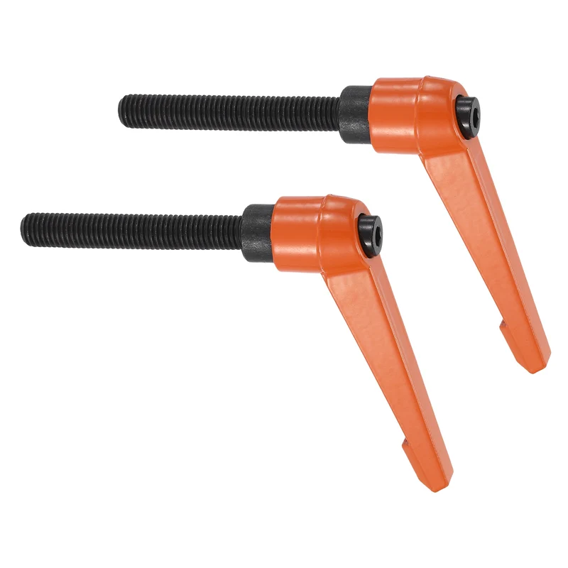 Clamping Lever Handles for Lathe, M12x80mm Male Thread Orange 2Pcs