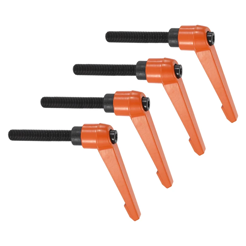 Clamping Lever Handles for Lathe, M12x70mm Male Thread Orange 4Pcs