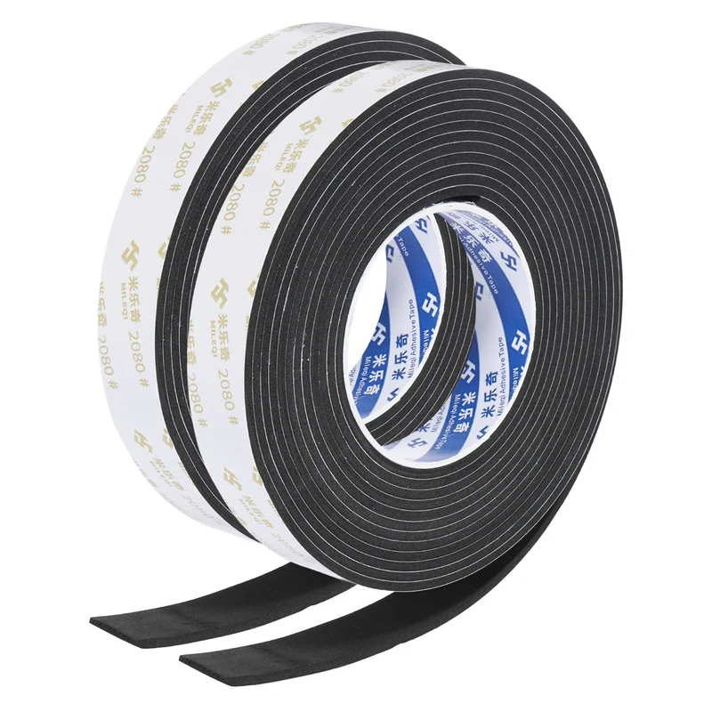 2Pcs 1" W x 1/16" t x 16.4ft l EVA Weather Stripping Foam Tape, Black