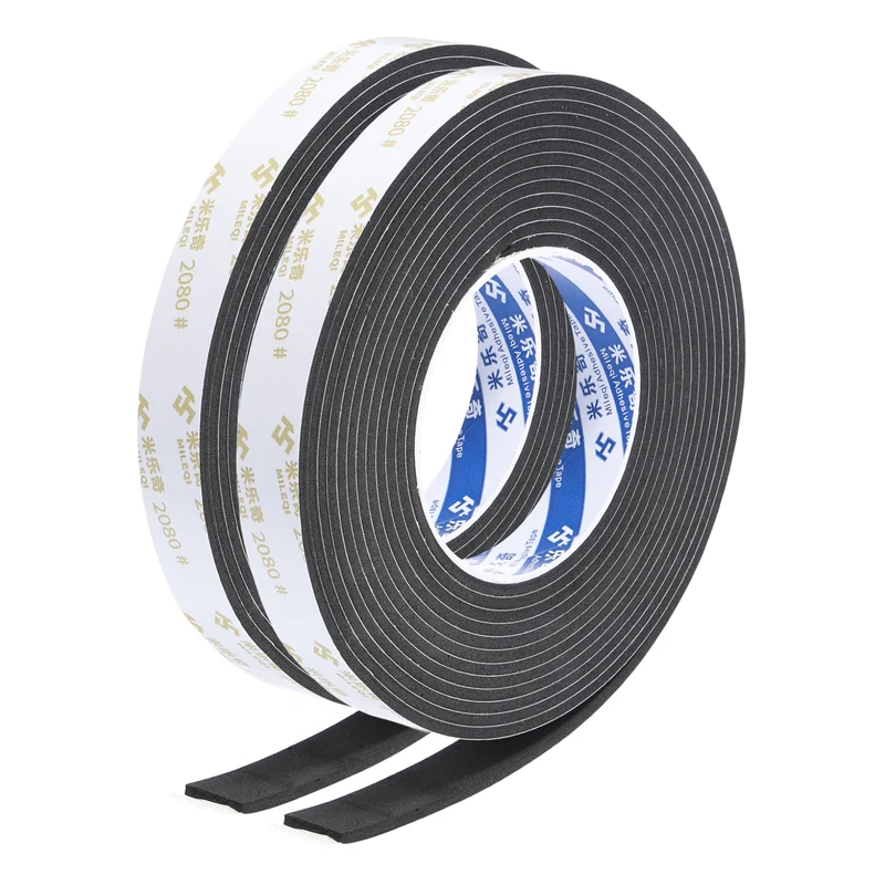 2Pcs 13/16" W x 1/16" t x 16.4ft l EVA Weather Stripping Foam Tape, Black