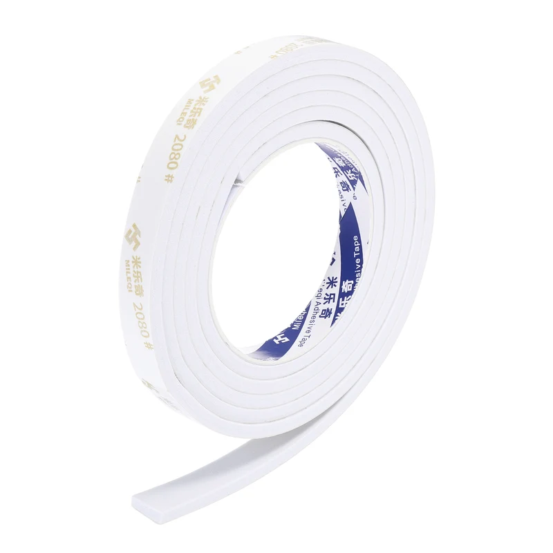 9/16" W x 3/16" t x 6.6 ft l Weather Stripping Foam Tape White