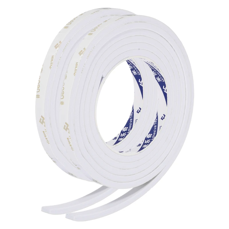 2 Pcs 3/8" W x 3/16" t x 6.6 ft l Weather Stripping Foam Tape White