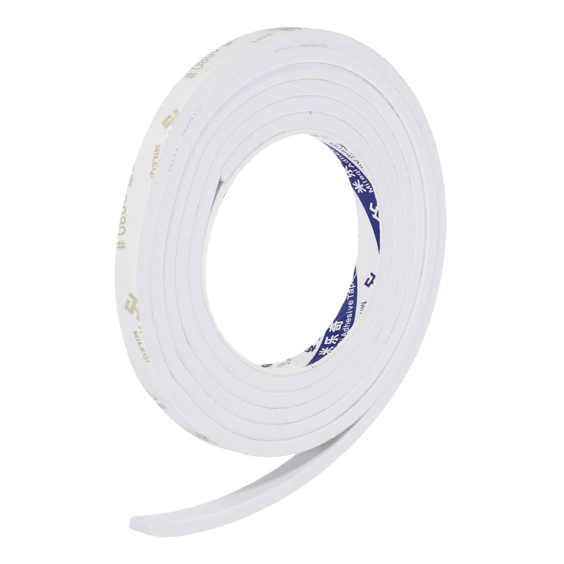 3/8" W x 3/16" t x 6.6 ft l Weather Stripping Foam Tape White