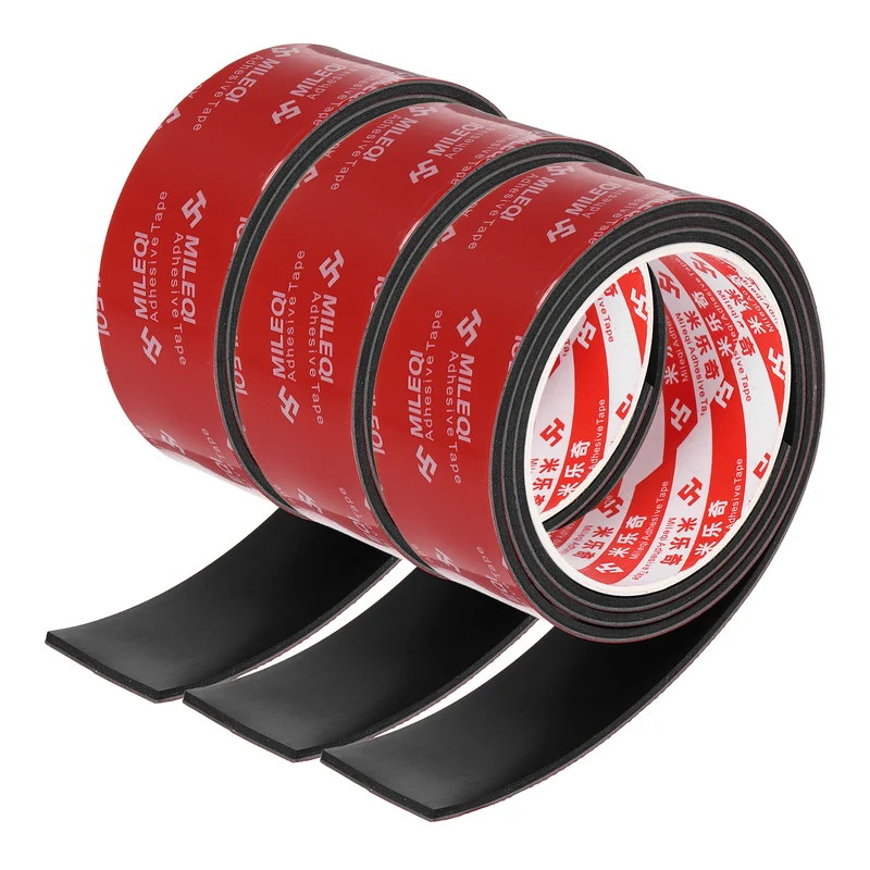 3 Pcs Solid Neoprene Rubber Strips 1 9/16" W x 1/8" t x 3.3ft l Black