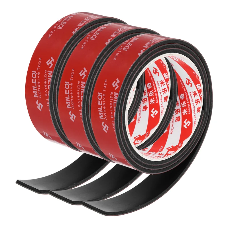 3 Pcs Solid Neoprene Rubber Strips 1 W x 1/8" t x 3.3ft l Black