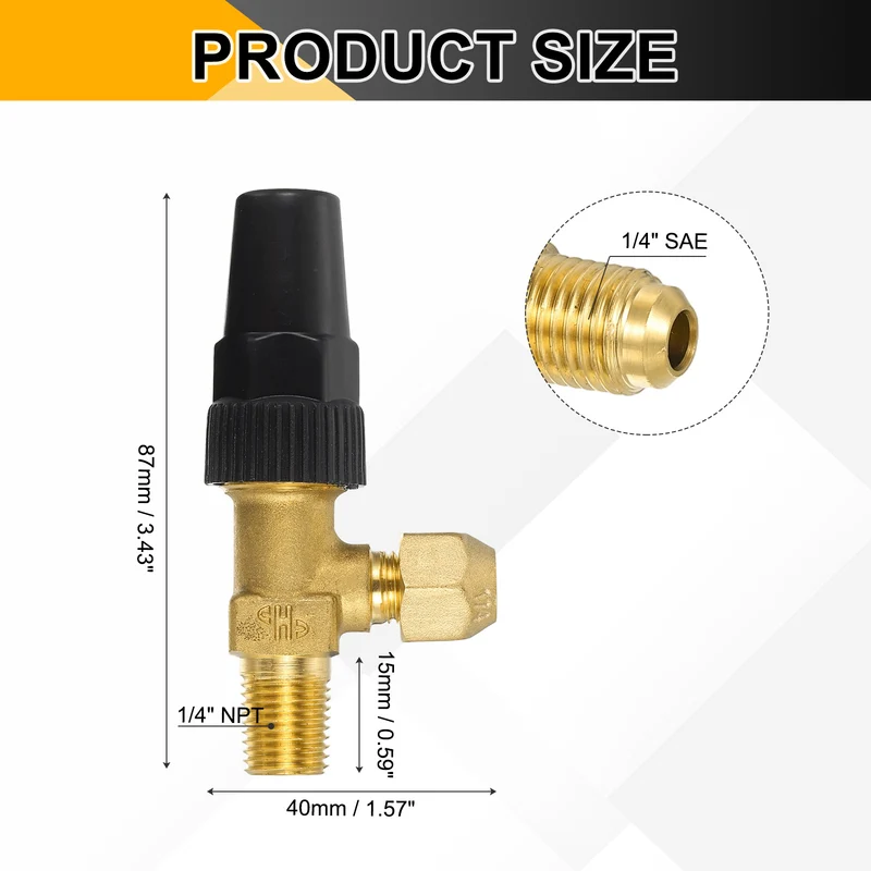 1/4" Flare x 1/4" NPT Male Angle Stop Valve Brass Right Angle Valve Fitting