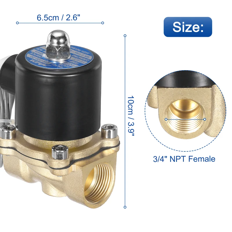 Brass Electric Solenoid Valve 3/4" NPT 24V DC Air Valve Closed Water Gas Diesel