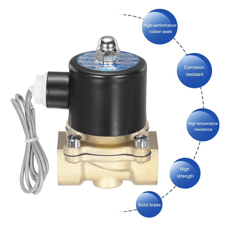 Brass Electric Solenoid Valve 3/4" NPT 24V DC Air Valve Closed Water Gas Diesel