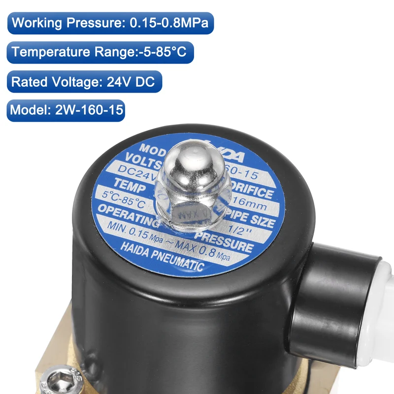 Brass Electric Solenoid Valve 1/2" NPT 24V DC Air Valve Closed Water Gas Diesel